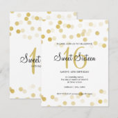 Sweet 16 Birthday Imitate Gold Foil Glitzer Lights Einladung (Vorne/Hinten)