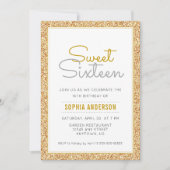 Sweet 16 Birthday Imitate Gold Glitzer Einladung (Vorderseite)