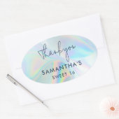 Sweet 16 Birthday Imitate Holographic Vielen Dank Ovaler Aufkleber (Umschlag)