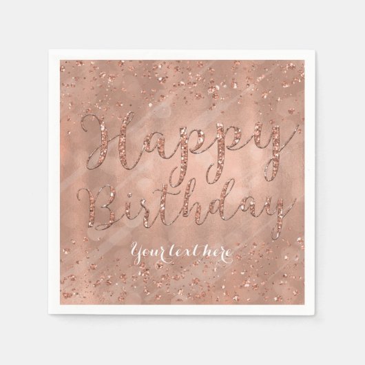 Sweet 16 Birthday Imitats Rose Gold Glitzer Party Serviette (Vorderseite)
