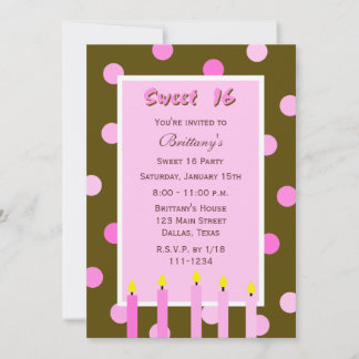 Sweet 16 Birthday Invitation — Pink Polka Dots Einladung