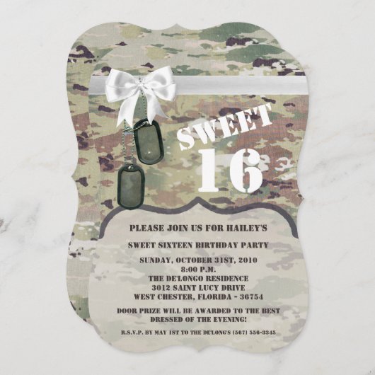 Sweet 16 Birthday Invite Army OCP Camouflage Unifo Einladung (Vorne/Hinten)