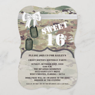 Sweet 16 Birthday Invite Army OCP Camouflage Unifo Einladung