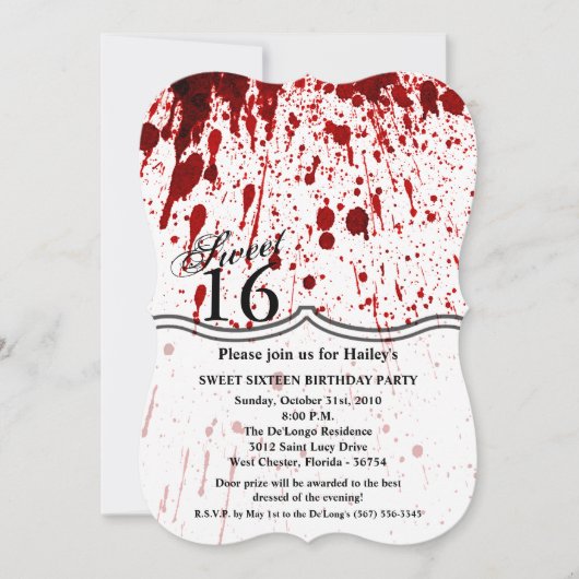 Sweet 16 Birthday Invite Blood Spritzer Vampire Go Einladung (Vorderseite)