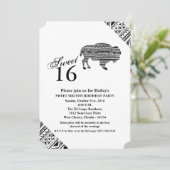 Sweet 16 Birthday Invite Boho Buffalo Tribal Patte Einladung (Stehend Vorderseite)