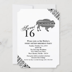 Sweet 16 Birthday Invite Boho Buffalo Tribal Patte Einladung