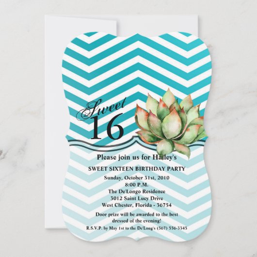 Sweet 16 Birthday Invite Boho Cacti Cactus Succule Einladung (Vorderseite)