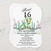 Sweet 16 Birthday Invite Boho Llama Bohemisch Cact Einladung (Vorne/Hinten)