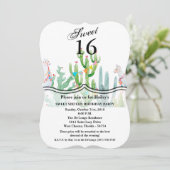 Sweet 16 Birthday Invite Boho Llama Bohemisch Cact Einladung (Stehend Vorderseite)