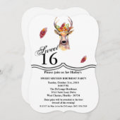Sweet 16 Birthday Invite boho Reh Buck Head Brown Einladung (Vorne/Hinten)
