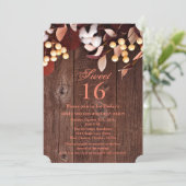 Sweet 16 Birthday Invite Cotton Branch on Dark Woo Einladung (Stehend Vorderseite)