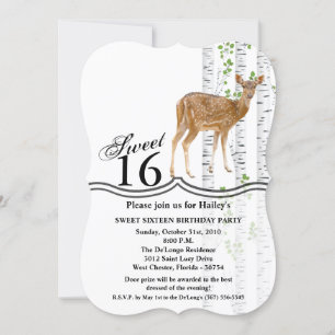 Sweet 16 Birthday Invite Deer Doe Woodland Buck La Einladung