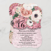 Sweet 16 Birthday Invite Geometric Garden Rose Einladung (Vorne/Hinten)