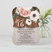 Sweet 16 Birthday Invite Geometric Garden Rose Einladung (Stehend Vorderseite)