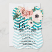 Sweet 16 Birthday Invite Geometric Rose Zickzack T Einladung (Vorderseite)