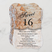 Sweet 16 Birthday Invite vcountry holz Spitzen t Einladung (Vorne/Hinten)