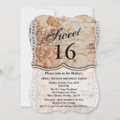 Sweet 16 Birthday Invite vcountry holz Spitzen t Einladung (Vorderseite)