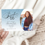 Sweet 16 Birthday Light Blue Glitzer Glam Foto<br><div class="desc">Diese trendige Glitzer Geburtstagsfeier lädt Sie mit einer eleganten Typografie und Ihrem LieblingsFoto ein. Fügen Sie den benutzerdefinierten Text mithilfe des Vorlagenformulars hinzu. Zusätzliche Optionen für Text und Layout sind verfügbar,  wenn Sie weitere Anpassungen vornehmen möchten.</div>