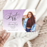 Sweet 16 Birthday Light Lila Glitzer Glam Foto<br><div class="desc">Diese trendige Glitzer Geburtstagsfeier lädt Sie mit einer eleganten Typografie und Ihrem LieblingsFoto ein. Fügen Sie den benutzerdefinierten Text mithilfe des Vorlagenformulars hinzu. Zusätzliche Optionen für Text und Layout sind verfügbar,  wenn Sie weitere Anpassungen vornehmen möchten.</div>
