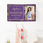 Sweet 16 Birthday Lila Gold Boho Foto Banner (Insitu)