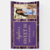 Sweet 16 Birthday Lila Gold Boho Foto Banner (Vertikal)