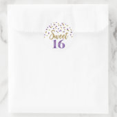 Sweet 16 Birthday Lila Gold Confetti Runder Aufkleber (Tasche)