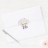 Sweet 16 Birthday Lila Gold Confetti Runder Aufkleber (Umschlag)