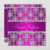 Sweet 16 Birthday Lila Pink Silver White Lace Einladung (Vorne/Hinten)