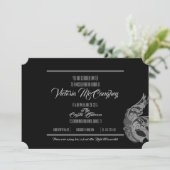 Sweet 16 BIRTHDAY MASQUERADE Schwarz-Weiß-Ticket Einladung (Stehend Vorderseite)