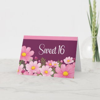 Sweet 16 Birthday mit rosa Daisies Einladung