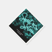 Sweet 16 Birthday Neon Aquamarin Neon Glow Dunkles Serviette (Ecke)