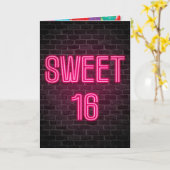 Sweet 16 Birthday Neon Sign on brick Karte (Gelbe Blume)