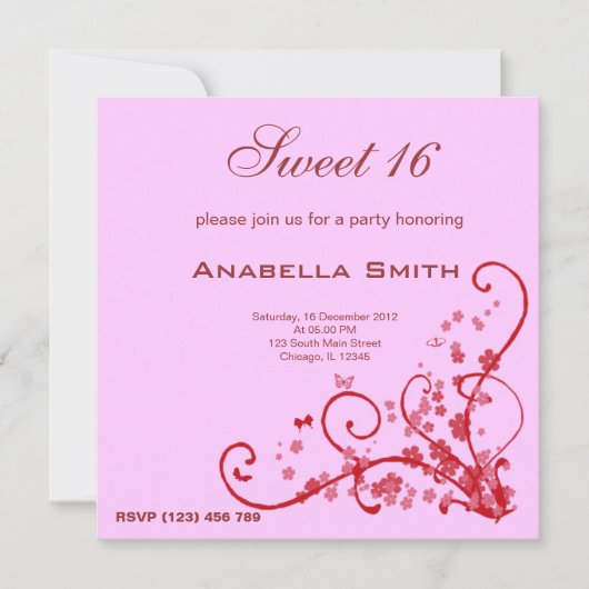 Sweet 16 Birthday Party Einladung (Vorderseite)