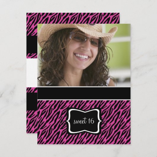 Sweet 16 Birthday Party Einladungen {Zebra Print} (Vorne/Hinten)