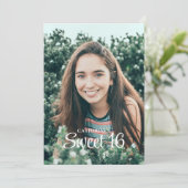 Sweet 16 Birthday Party Foto Einladung (Stehend Vorderseite)