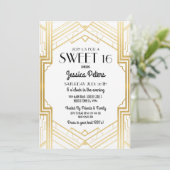 Sweet 16 Birthday Party Gatsby Art Deco Einladung (Stehend Vorderseite)