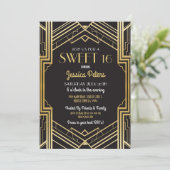 Sweet 16 Birthday Party Gatsby Art Deco Einladung (Stehend Vorderseite)