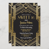 Sweet 16 Birthday Party Gatsby Art Deco Einladung (Vorne/Hinten)