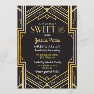 Sweet 16 Birthday Party Gatsby Art Deco Einladung