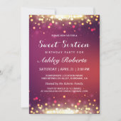 Sweet 16 Birthday Party Gold Shimmer Glitzern Einladung (Vorderseite)