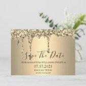 Sweet 16 Birthday Party Gold Sparkle Glitzer Tropf Save The Date (Stehend Vorderseite)