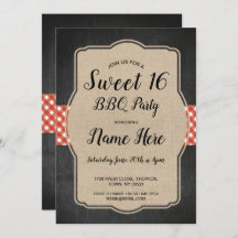 Sweet 16 Birthday Party GRILLEN Red Gingham Burlap