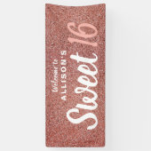 Sweet 16 Birthday Party Rose Gold Glitzer Monogram Banner (Vertikal)
