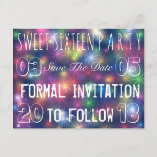 Sweet 16 Birthday Party Save the Date Stars Ankündigungspostkarte