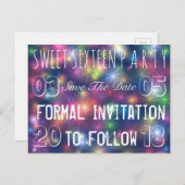 Sweet 16 Birthday Party Save the Date Stars Ankündigungspostkarte (Vorne/Hinten)