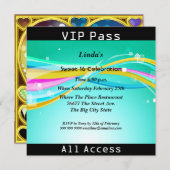 Sweet 16 Birthday Party VIP Pass Disco 2 Einladung (Vorne/Hinten)
