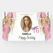 Sweet 16 Birthday - Pink Balloons Banner (Horizontal)