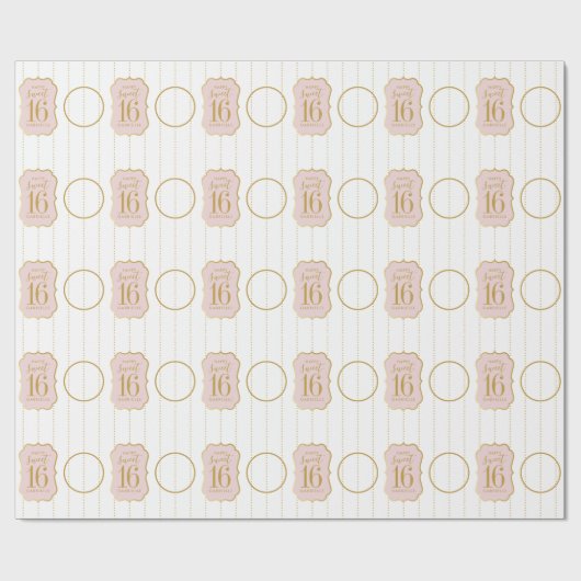Sweet 16 Birthday Pink Gold Personalisiertes Foto Geschenkpapier (Flach)