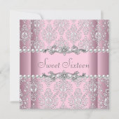 Sweet 16 Birthday Pink Silver White Pearl Lace Einladung (Vorderseite)