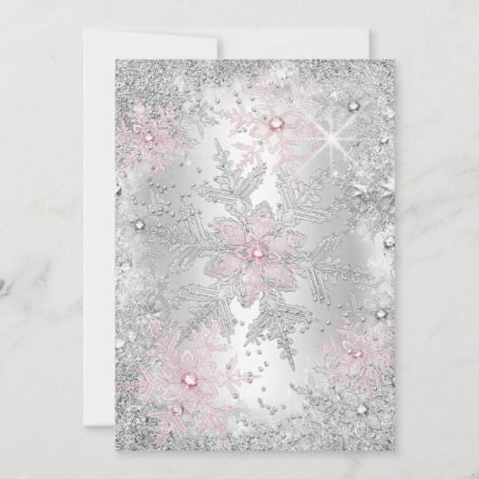 Sweet 16 Birthday Pink Silver Winter Wunderland Einladung (Rückseite)